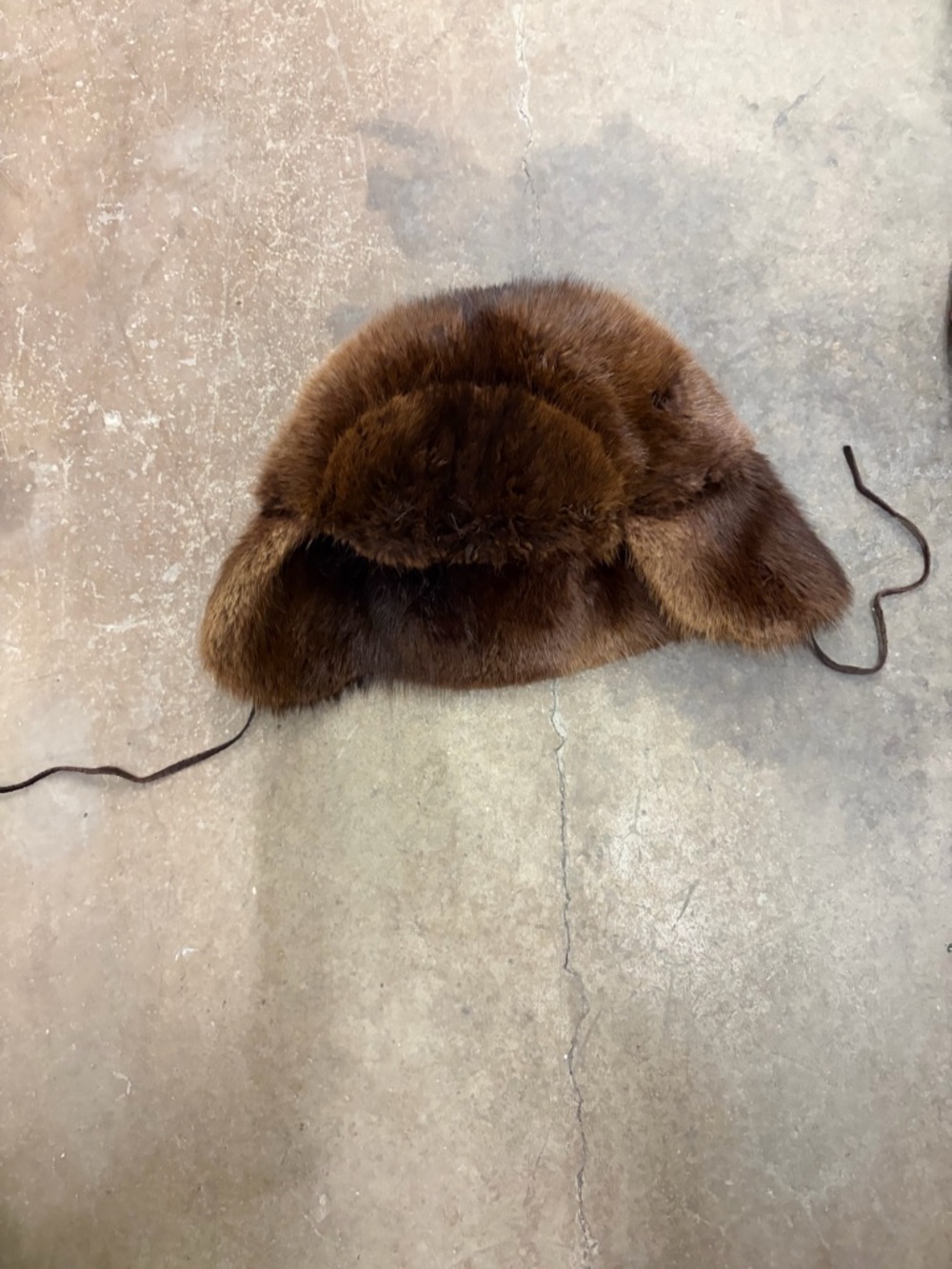 Vintage genuine Brown Fur Trapper Hat - Plush Earflaps